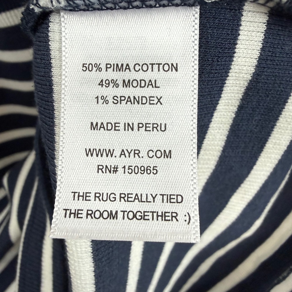 AYR The Rug Striped Ribbed Pima Cotton Modal Scoop Neck Top XL Coastal Breton - Picture 9 of 13